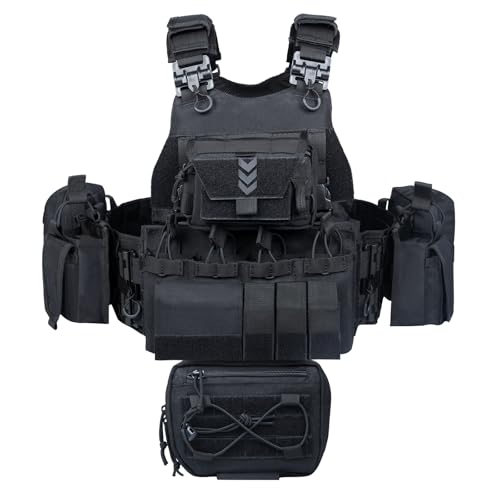 YAKEDA Outdoor Training Vest With PALS System MultiFunctional MOLLE Quick Release Vest- For Hiking, Camping Training - color: Black