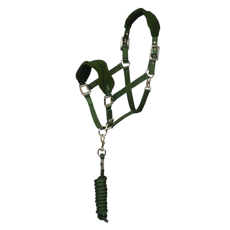 Shires ARMA Fleece Headcollar & Lead Rope - color: Green, size: Cob