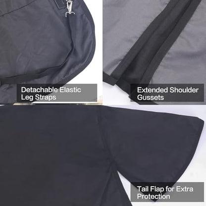 1200D Horse Blanket, 0g No-Fill Waterproof Turnout Rain Sheet - color: Black Grey, size: 84"