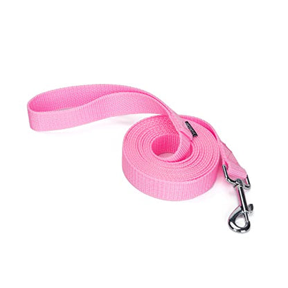 10 ft Strong Durable Nylon Dog Training Leash, Traction Rope, 1 Inch Wide, for Small and Medium Dog (Pink, 10 Feet) - color: Pink, size: 10 Feet