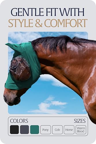 Equinavia Bug Out Horse Fly Mask, Soft Stretch Equine Fly Mask with Ears - color: Turquoise, size: Pony