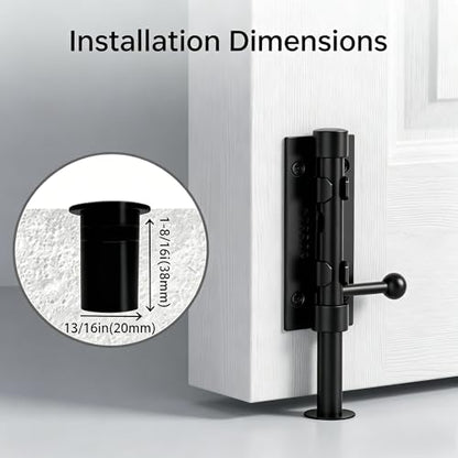 1-Pack 6.3" Barrel Bolt Latch Black,Stainless Steel Heavy Duty Gate Latches - color: Black-6.3inch