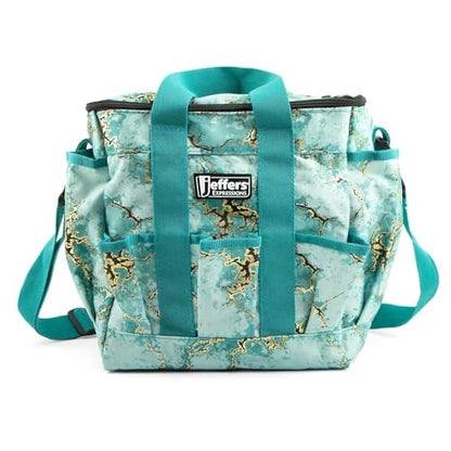 Jeffers Expression Deluxe Horse Grooming Bag – Large Zip Top Equestrian Tote w/Multiple Pockets, Handles & Adjustable Shoulder Strap, Padded Feet, Barn Essentials 11.5"x10.5"x8.5" - Bisbee Blue - color: Bisbee Blue