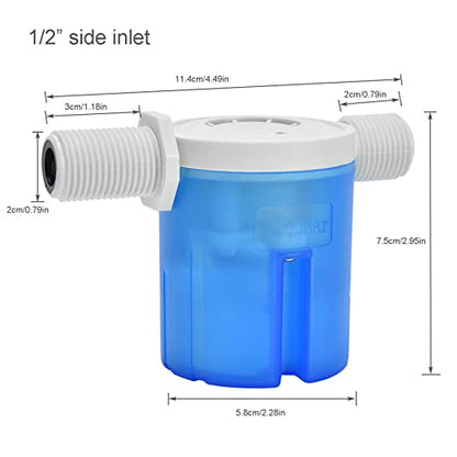 Float Valve 1/2" Side Automatic Water Level Control Valve for Water Tank - size: 1/2" side