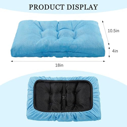 Rectangular Stool Cushion Set of 2, Soft Saddle Stool Cushions with Ties, Nonslip and Washable, Light Blue, 18 x 10.5 x 4 Inch - color: Light Blue, size: Pack of 2