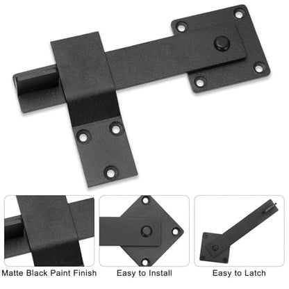 6'' Farm Flip Fence Gate Latch, Barn Door Latch, Door Latch Hardware for Wooden Fence, Shed Door, Outdoor Gate, Rustic Gate Lock, Black