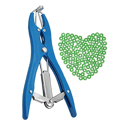 Livestock Castration Bander with 100 Pieces Castrator Rings for Lambs and Piglets