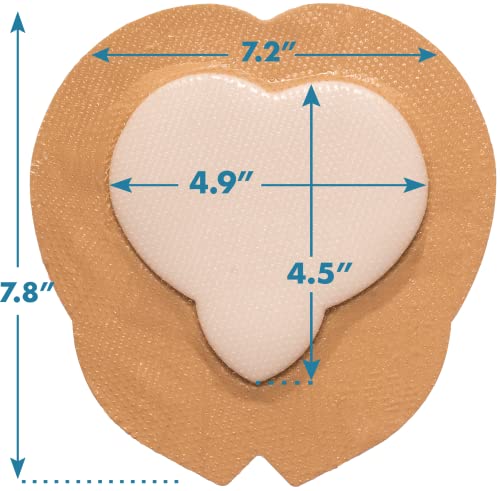 Areza Medical - Silicone Foam with Super-Absorbent Layer - Wound Dressing - Waterproof - with Adhesive Border - Sterile - Designed for Sacral Wounds - 7.2" x 7.8" - 10 PCS per Box - size: 7.2" x 7.8" - 10 PCS