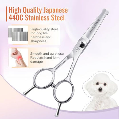 Dog Grooming Scissors: 4.75" Pet Straight Shears Made Of Advanced Stainless Steel Alloy for Trimming Dogs Cats and Other Pets Face and Paws - style: Straight