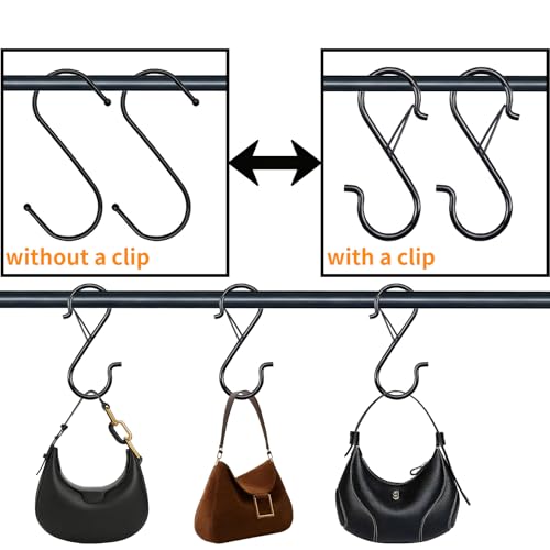 3.5in Heavy Duty S Hooks for Hanging, Safety Buckle Metal Hooks, 18 Pack - size: 18PCS