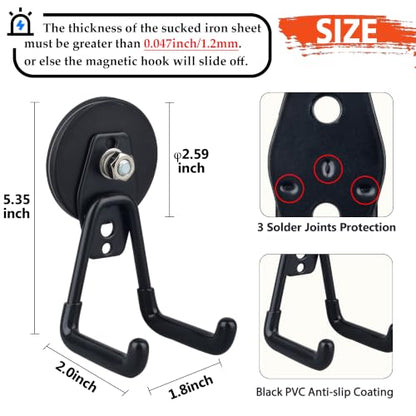 ULIBERMAGNET Heavy Duty Magnetic Garage Hooks,3 Pack Strong Large Magnet Hooks for Power Drill,Garden Tools,Hose,Pegboard,Garage, Workshop,Magnetic Storage Hook for Indoor Outdoor Hanging(Black) - style: 2.59" Medium L Black 3PC