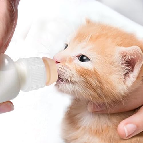 Pack of 5 Pet Feeding Bottle, Reusable Nursing Bottles Kits with Silicone Nipple, Replacement Original Feeding Bottle for Newborn Kittens Puppies Small Cat Dog Animals, Pink Short Nipple