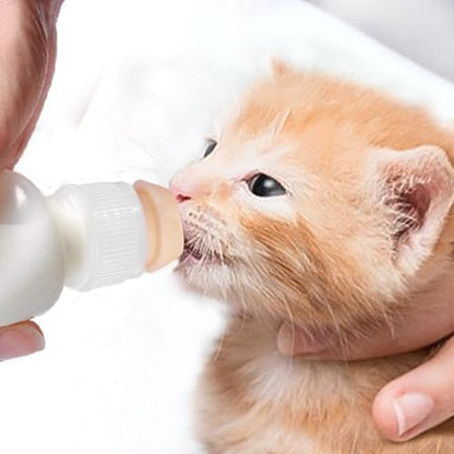 Pack of 5 Pet Feeding Bottle, Reusable Nursing Bottles Kits with Silicone Nipple, Replacement Original Feeding Bottle for Newborn Kittens Puppies Small Cat Dog Animals, Pink Short Nipple