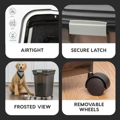 IRIS USA Dog Food Storage Container, Up to 58 lbs, Smoke Black, Made in USA - color: Smoke, size: 58 lbs