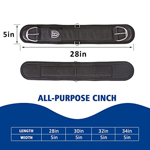 Harrison Howard Western Felt Lined Soft-Touch and Anti-Slip Straight Cinch for Horses 28" 30" 32" 34" - size: 32"