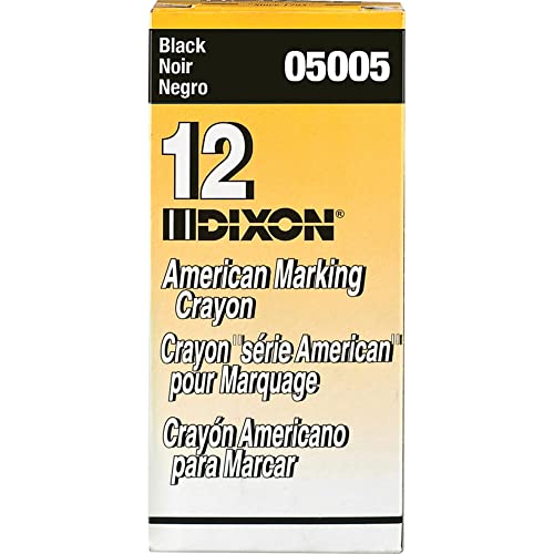 Dixon Long-Lasting Marking Crayons, 5", Black, Pack of 12 - color: Black