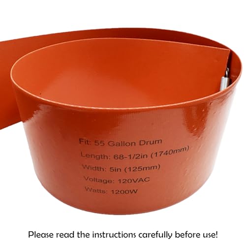 55 Gallon Drum Heater Band, 1200W 120V with Adjustable Thermostat - color: 1-PACK
