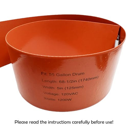 55 Gallon Drum Heater Band, 1200W 120V with Adjustable Thermostat - color: 1-pack