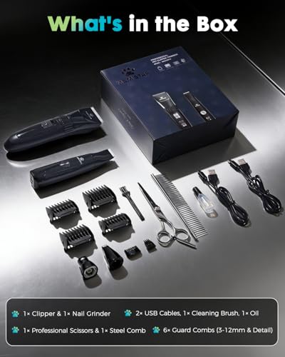 Dog Grooming Kit Quiet Clippers with Paw Trimmer for Dogs Cats