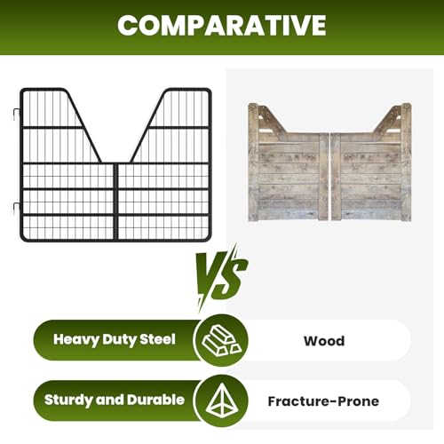 42" x 52" Steel Stall Guard, 2-Way Barn Door Gate for Horses & Livestock, Ventilated Fence Panel for Stable, Farm and Barn Use