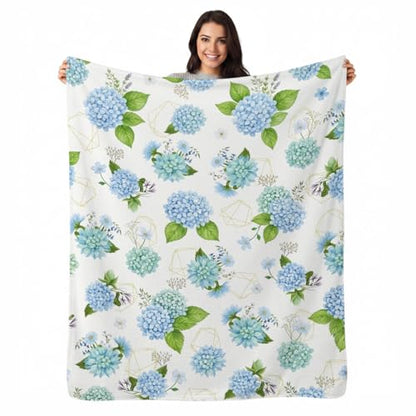 Blue Hydrangea Blanket, Ultra-Soft Flannel Fleece Throw 40" x 50" - color: Blue Hydrangea, size: 40"x50"
