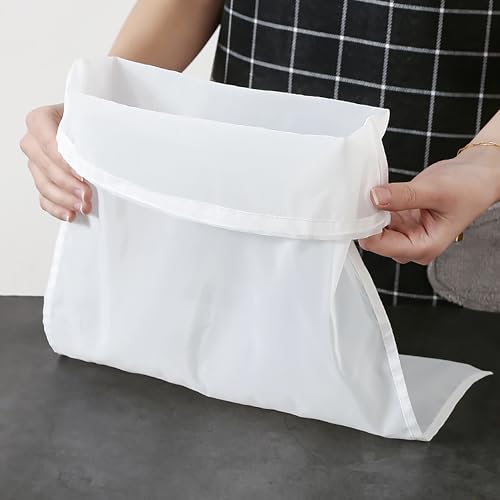 2Pcs Fine Mesh Strainer Bags, 100 Mesh Food Grade Nut Milk Bag for Almond Milk, Yogurt, Juice, Cold Brew Coffee, Reusable & Washable