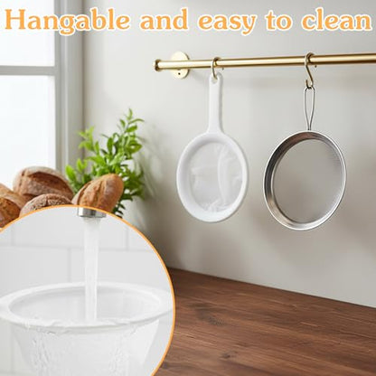 2PCS Extra Fine Mesh Strainer 120 Mesh Nylon Ultra Fine Mesh Strainer with Handle for Filtering Yogurt Juice Coffee Milk Honey Matcha Kitchen