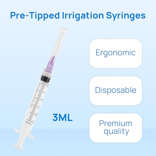 JMU 100 Pcs Dental Irrigation Syringes 3cc with 30G - size: 3ML 30G