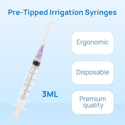 JMU 100 Pcs Dental Irrigation Syringes 3cc with 30G - size: 3ML 30G