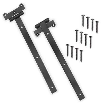 Home Improvement Door Hinges – Pack of 2 18-Inch Matte Black Hinges – 4mm Thick Barn Door Hinges Include 12 Black Coated Mounting Screws – Heavy Duty Iron Gate Hinge