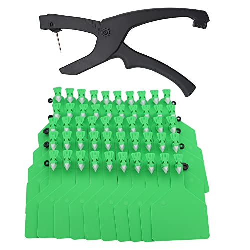 50 pcs TPU Blank Z Tags One-Piece Cattle Ear Tags Plastic Animal Identification Tag with Professional Animal Ear tag applicator for Cattle,Sheep Goat, Pig, Large Size, (Green) - color: Green