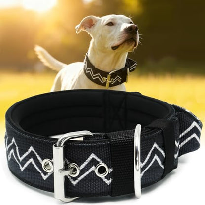 Dog Collar for Large Dogs,2 in Wide Heavy Duty,Pressure-Relief Padded, E-L - color: Charcoal Black, size: L