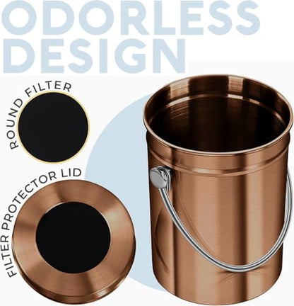 Epica Kitchen Compost Bin for Kicthen Countertops, 1.3 Galllon - Copper - color: Copper