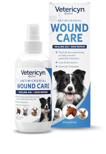Vetericyn Plus Dog Wound Care Spray | Healing Aid and Skin Repair, Clean Wounds, Relieve Dog Skin Allergies, Safe for All Animals. 8 Ounces - size: 8 oz