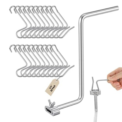 Fence Wire Tightener 1/4"20pcs Fence Wire Tightener Clips 6mm and 1PCS Tighteners Handle Fences Wires Tensioner Tool Bulk for Wires Fences Farm Garden Twisting Barbed Repair Tool