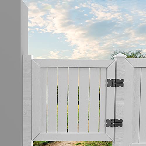 Self Closing Gate Hinges, Heavy Duty for Vinyl/Wood/Metal Fence, Pack of 2, with Slef-Tapping Screws and Adjuster Tool - color: Black