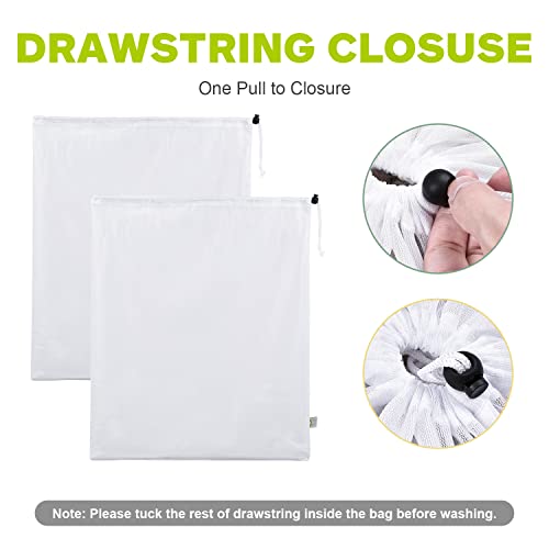 OTraki 2 Pack Mesh Laundry Bag 20x24 Inch Heavy Duty Laundry Fine Mesh Bags Dirty Clothes Drawstring Laundry Wash Bag Delicates Net Storage Travel Bag Don't Drying, Melting 140-176℉ White - size: 20 x 24 inch
