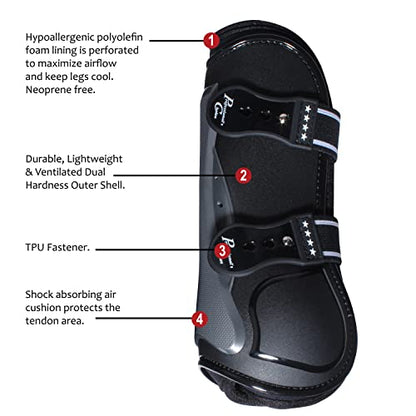 Professional's Choice Pro Performance Show Jump Boots | Front Pair | Universal Size - color: Black, style: TPU Fastener