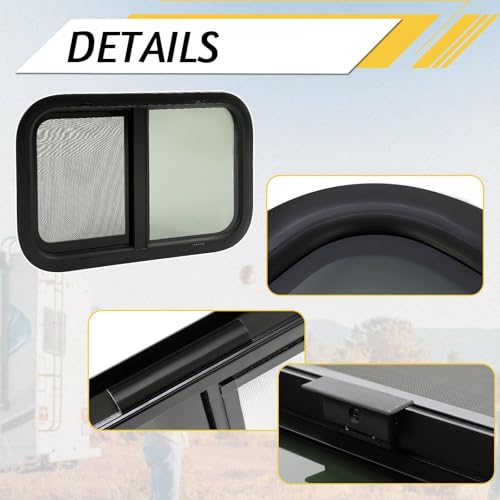 KUAFU 24" W x 15" H RV Window for Camper Teardrop Cargo Horse Trailer