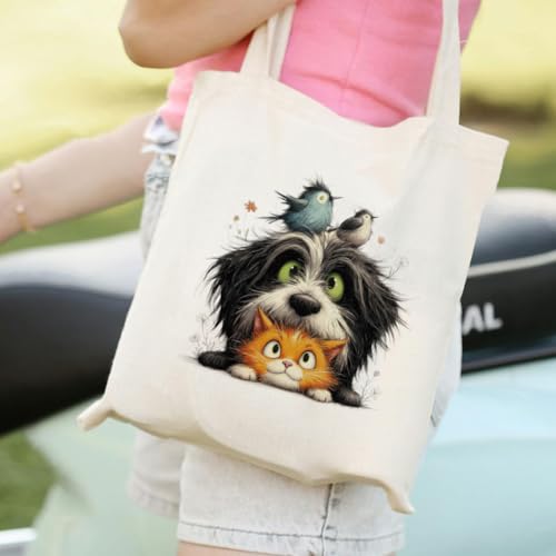 arricraft 9 Sheets Cartoon Animal Theme Iron on Stickers, Cartoon Cat Dog Birds Pattern Print Transfer Stickers Decals for DIY T-Shirt Jeans Backpacks Families Clothing Hat Decoration Applique - style: Cartoon Cat Dog Birds Theme