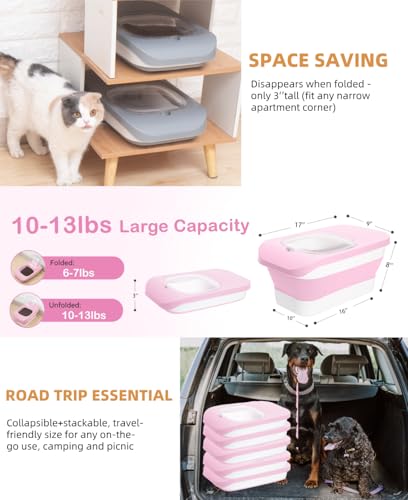 10-13 Lbs Airtight Dog Food Storage Container,Collapsible Pet Food Storage - color: Pink/10-13 Lbs