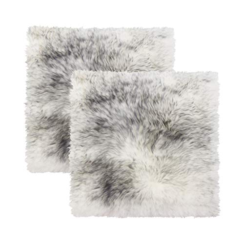 Natural Sheepskin Chair Pad, Non-Slip, Gradient Grey, 2 Pack - color: Gradient Grey, size: 2 Count (Pack of 1)
