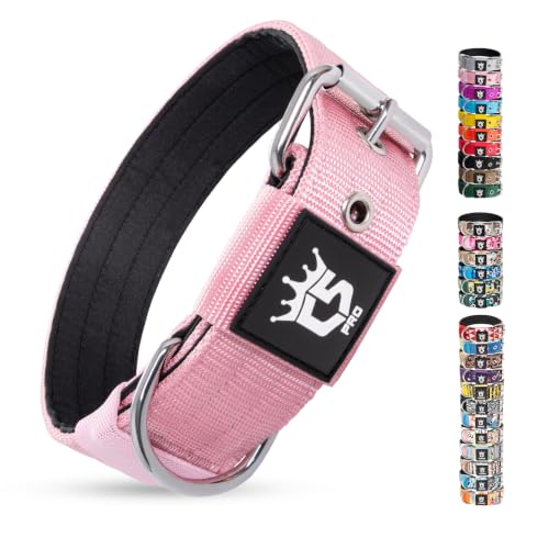 TSPRO Heavy Duty Thick Dog Collar with Metal Buckle for Small Dogs - color: Basic Pink, size: S – Fits Neck 12.6"-15.8"
