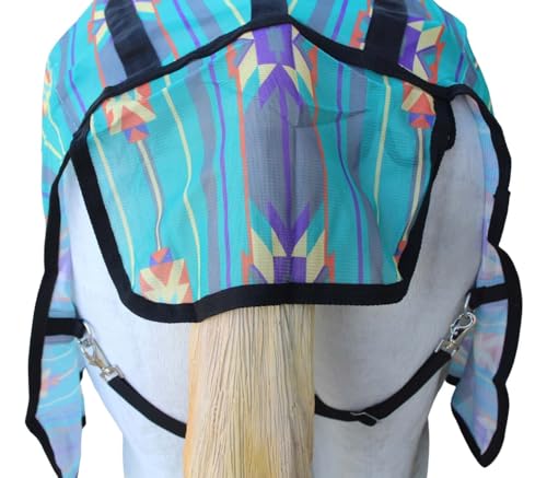 Challenger Horse Mesh Summer Scrim Sheet Fly Sheet Spring Airflow Neck Teal Aztec 73113 - color: Turquoise Aztec, size: 80 inches