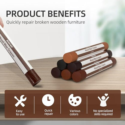 Boncart Wood Filler Sticks,6 Colors Wood Wax Crayons - color: Dark Color 6pcs