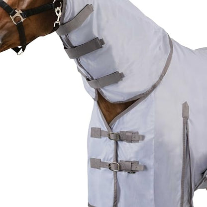 Horze Defense Combo Neck Fly Sheet - Atmosphere - 78 in - color: Atmosphere, size: 78 in