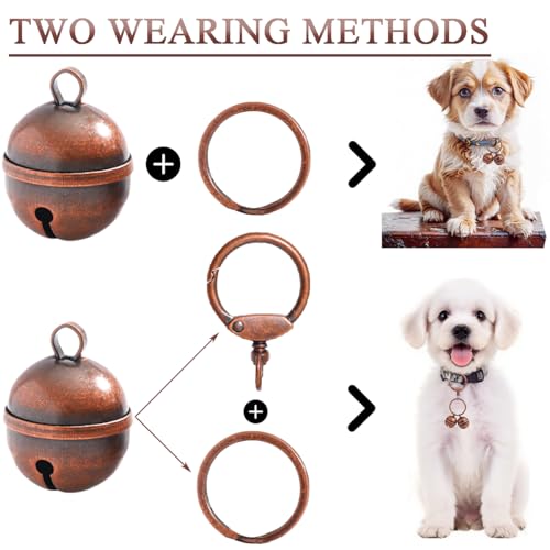 2 Extra-Loud Copper Dog Bells for Medium-Large Dog Collars - color: Copper, size: Large