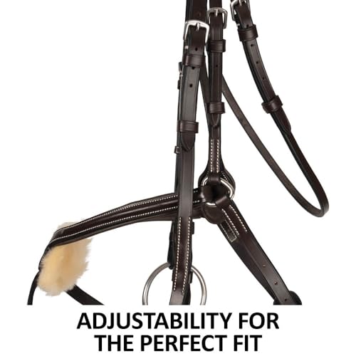 Schneiders Figure 8 English Jump Bridle for Horses Buffalo Leather | Fancy Stitching | Comfort Crown | Non-Slip Reins Included | Adjustable Fit - size: Full Size