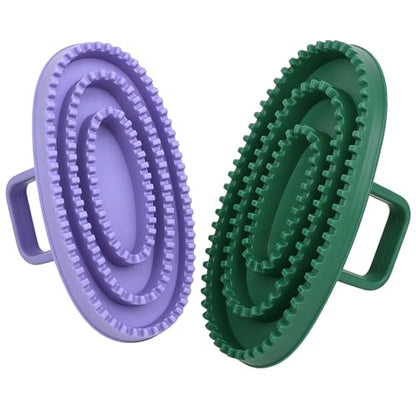 Rubber Curry Comb with Handle Green Large