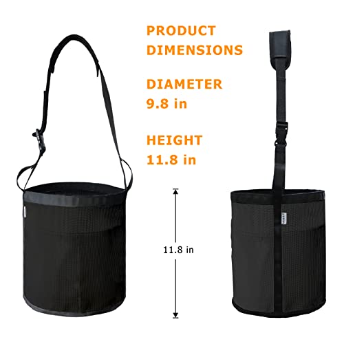 Horse Feed Bag, Nylon Mesh Grain Horse Feed Bucket (Black 2P) | with Adjustable Strap Comfortable Neck Pad Nose Pad and Waterproof Bottom - color: Black